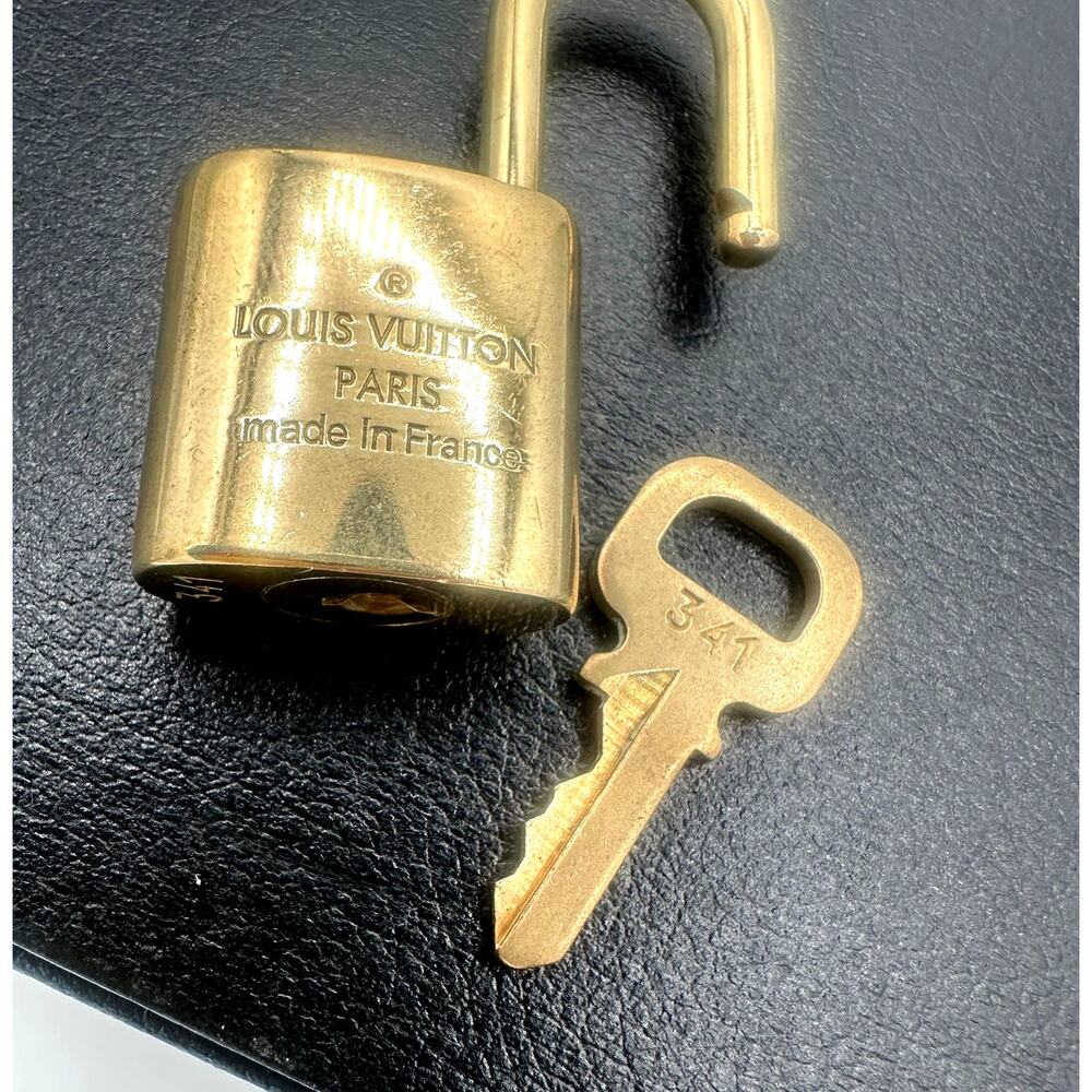 Louis Vuitton Gold-Tone Padlock & Matching Key #341 - Picture 2 of 5